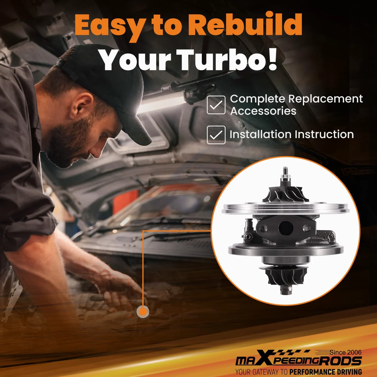 maXpeedingrods Centros Núcleo de Turbocompresor GT1544V para Coche, Core Cartridge de Tubina para Automóvil, Turbocharger Chra Cartucho de Turbo, para C3 HDI 1.6L D DV6TED4 2006 753420-3