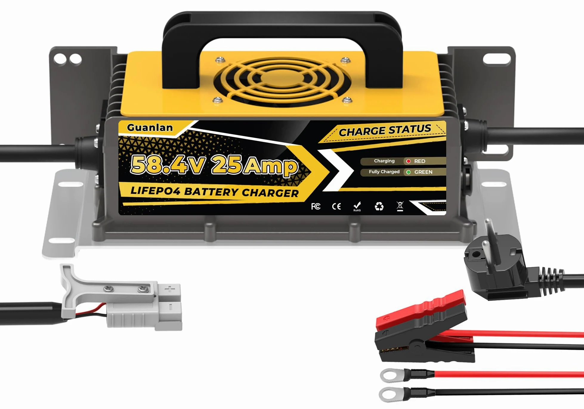 58,4V 25A Cargador de Batería Litio para 48V (51.2V) LiFePO4 Baterías, 48V Cargador de Batería LiFePO4 para Autocaravanas, Barcos, Vehículos Marinos y Sistemas Solar