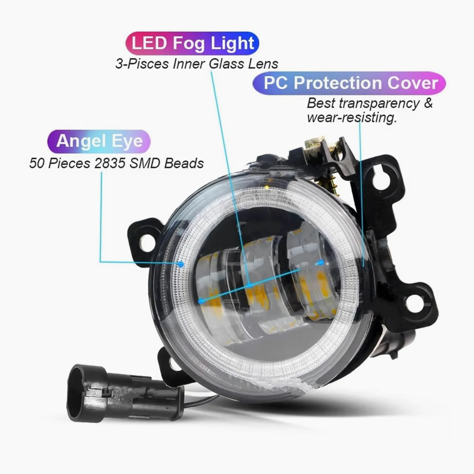 Genérico 2 Piezas Para Suzuki Para Swift Para Sport 07-20 30W 6000LM LED Antiniebla Angel Eye Diurna H11 Canbus Conjunto Lámpara Delantera DRL Faros Antiniebla