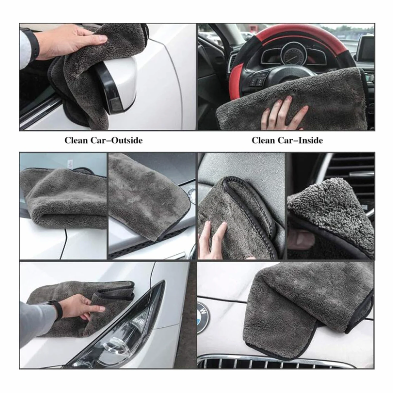 Paño para automóvil Toalla de lavado y secado Limpieza de automóviles para herramientas Suministros Accesorios de ropa Detalles Microfibra Productos para el cuidado del automóvil Limpieza interior u