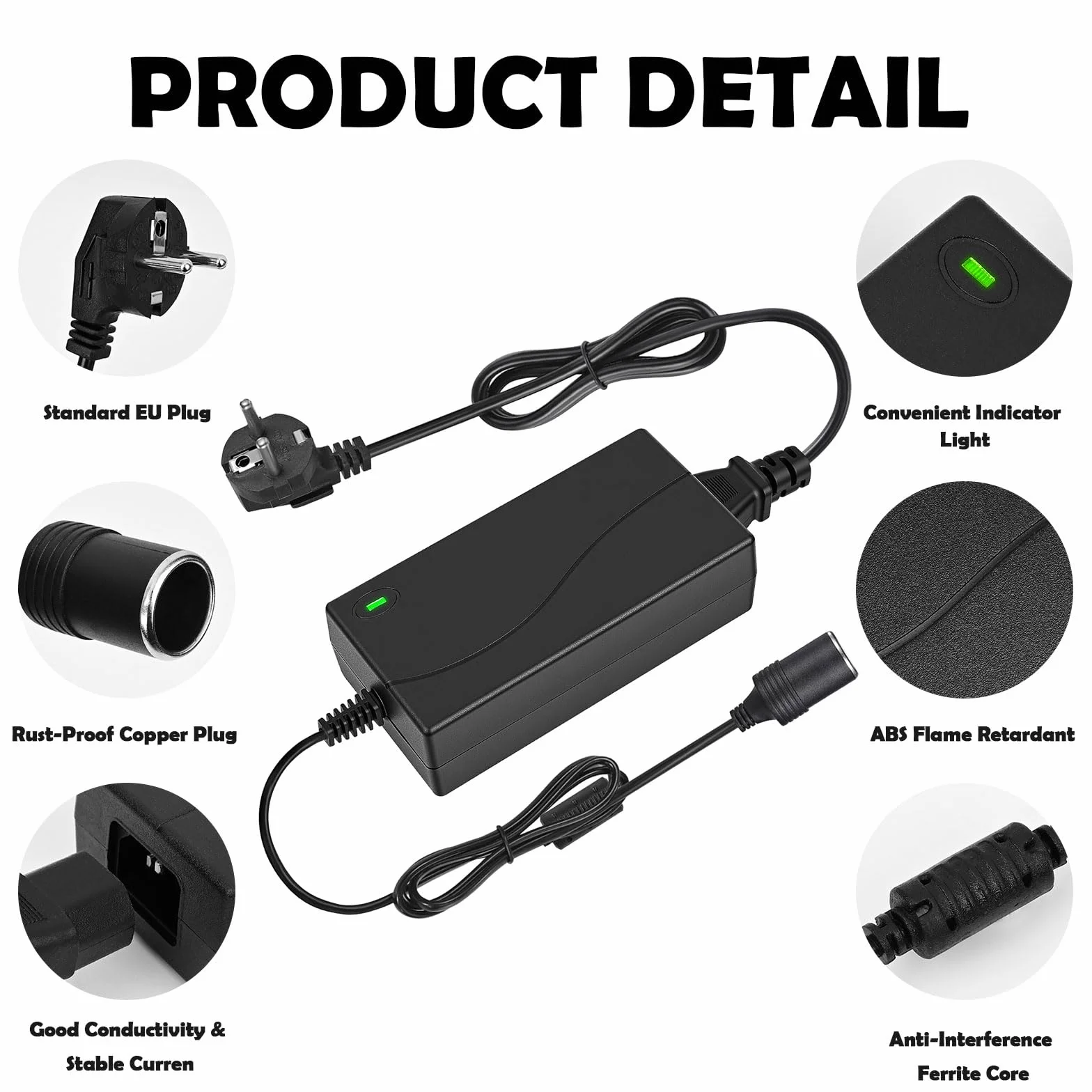 Adaptador Mechero Coche a Enchufe, 5A/60W Transformador 12V a 220, Convertidor 12V 220V, con Encendidor de Cigarrillo de Coche, para Nevera de Coche, Inflador de Neumáticos, Aspiradora de Coch