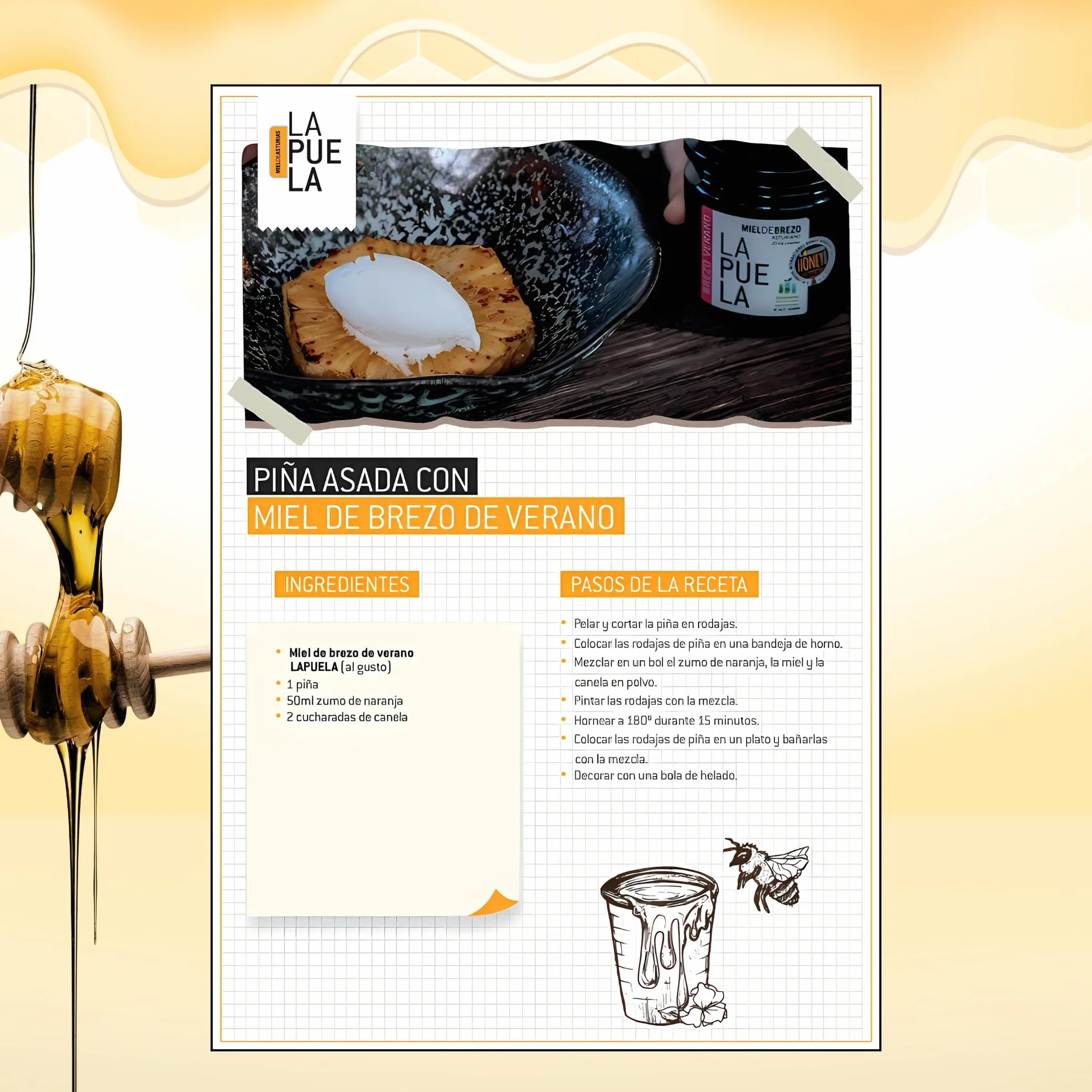 LAPUELA Miel de Brezo Verano 100% Natural Pura de Abeja Aroma Floral Intenso Sabor Dulce Equilibrado Producción Artesanal Asturias