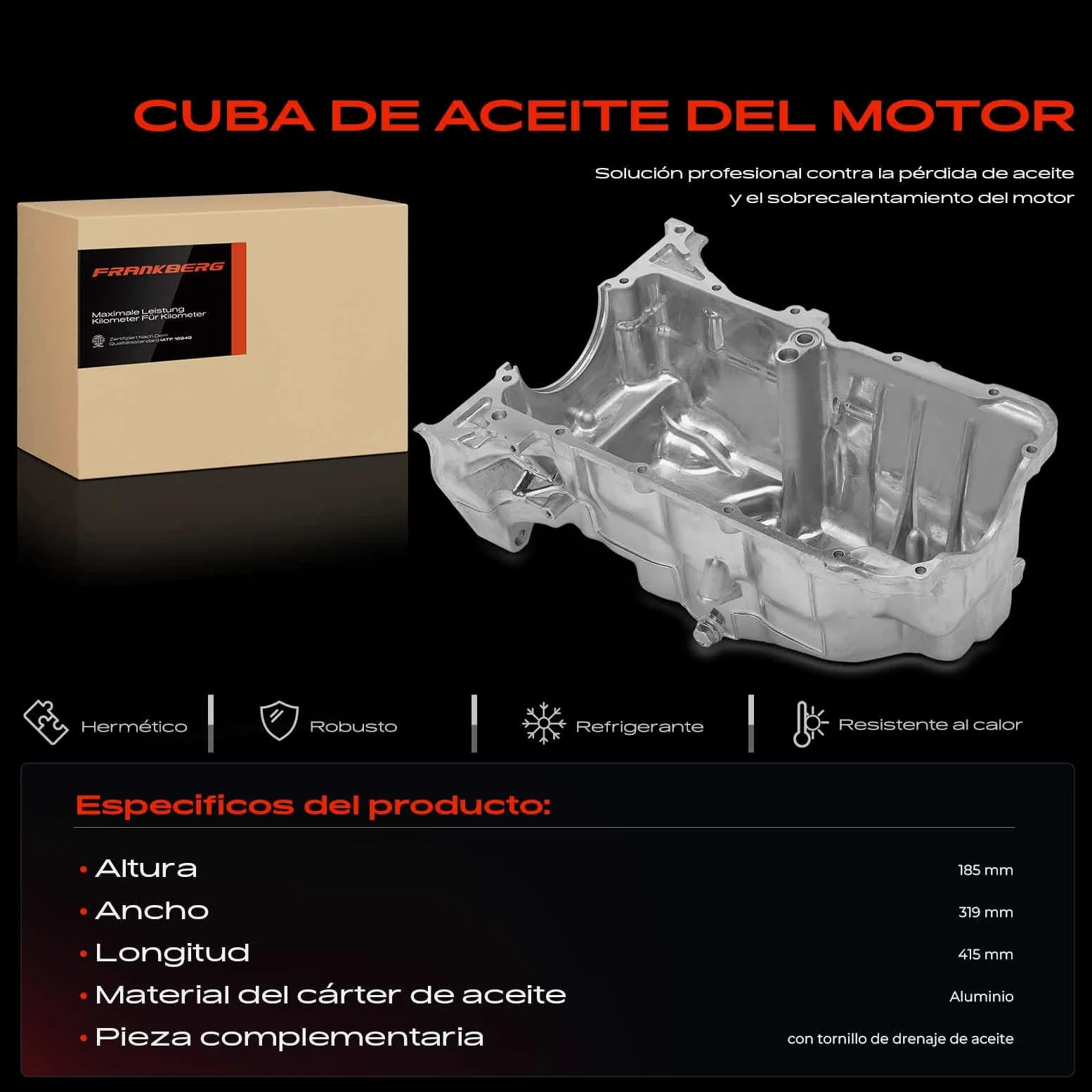 Frankberg Cárter de aceite con tapón de drenaje de aceite 11200RB0000 | Compatible con: J.a.z.z III GE GG GP ZA,Civic VIII Hatchback FK FN