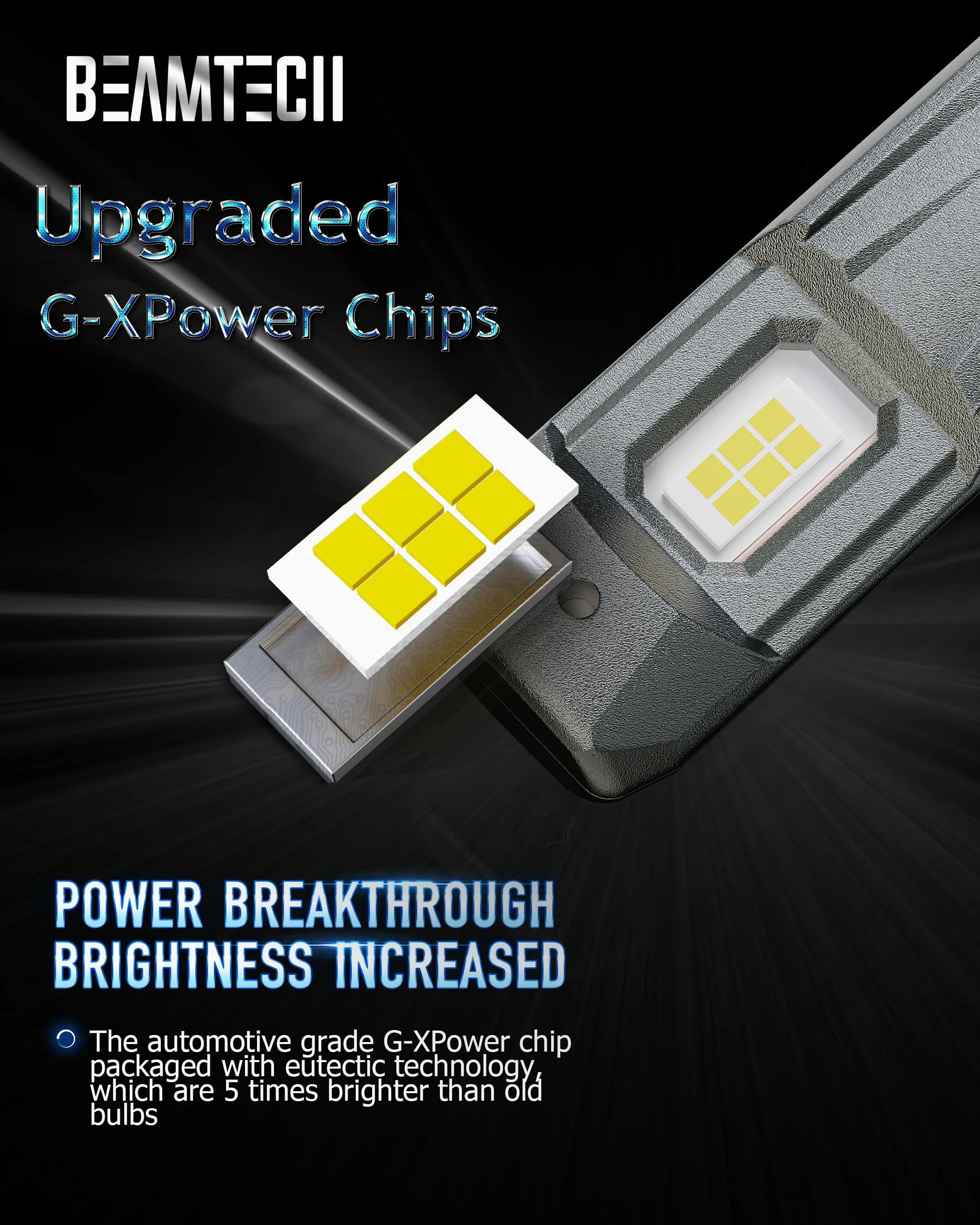 BEAMTECH 9005 - Bombillas antiniebla G-XPower Chips HB3 500% más brillantes de xenón blanco Plug and Play, paquete de 2