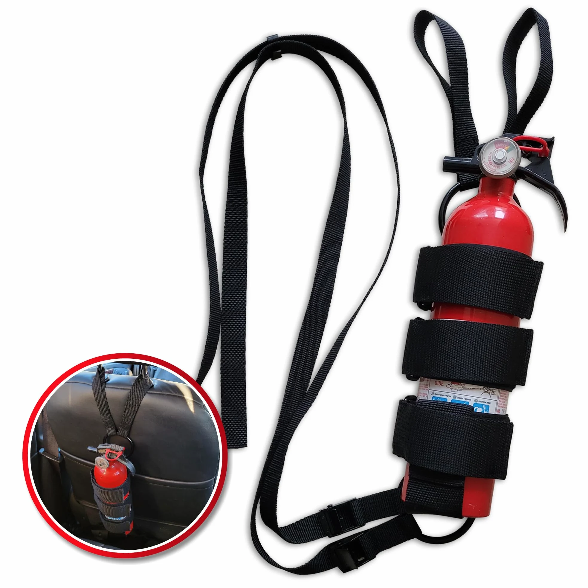 Badass Moto Soporte Universal para extintor de Incendios para automóvil, camión, SUV. Soporte Universal para extintor de Incendios para Asiento de Coche. Se Adapta al Soporte de extintor de Incendios