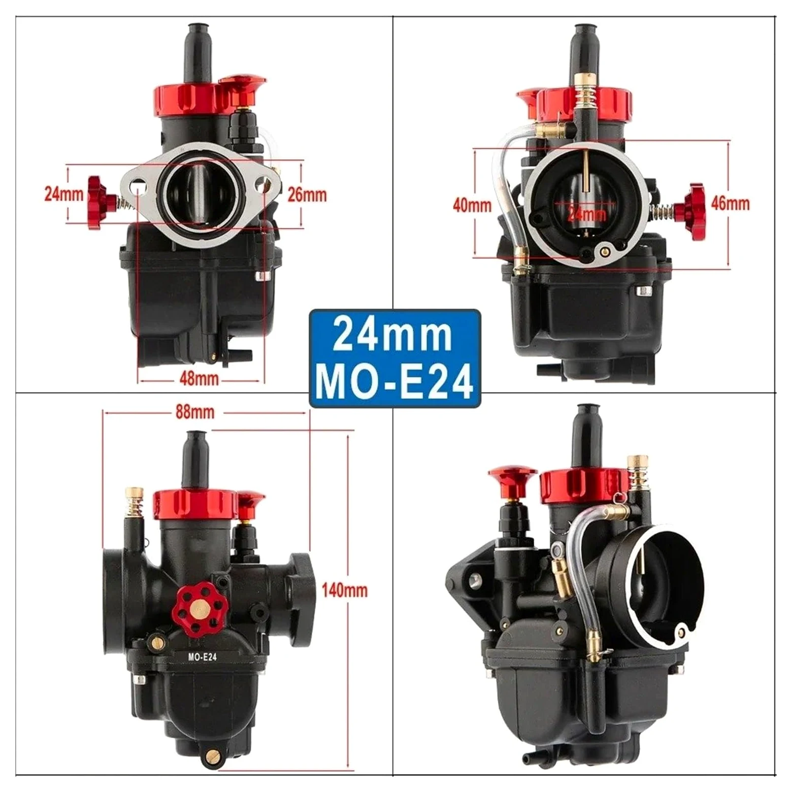 Motosierra Carburador Carburador De Motocicleta 80CC - 250CC Para Brida Negra PE Piezas Internas Repuesto Para Ciclomotor Bicicleta Para GY6 Pitbike Pete(19MM)