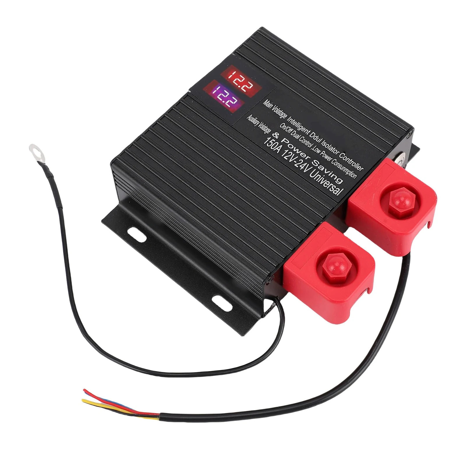 RiToEasysports Aislador Inteligente de Batería Dual, VSR Inteligente de 12 V 24 V en Aleación de Aluminio, Pantalla de Voltaje LCD, Desconexión Automática de 5 Segundos, Arranque de Emergencia, para