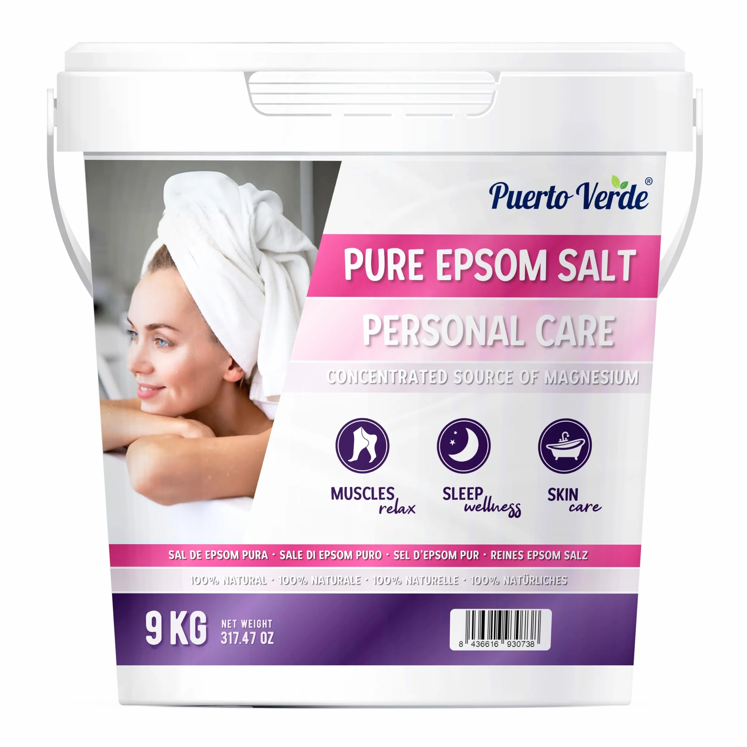 Sal de Epsom Pura 9 kg - Fuente de Magnesio para Baño y Cuidado Personal