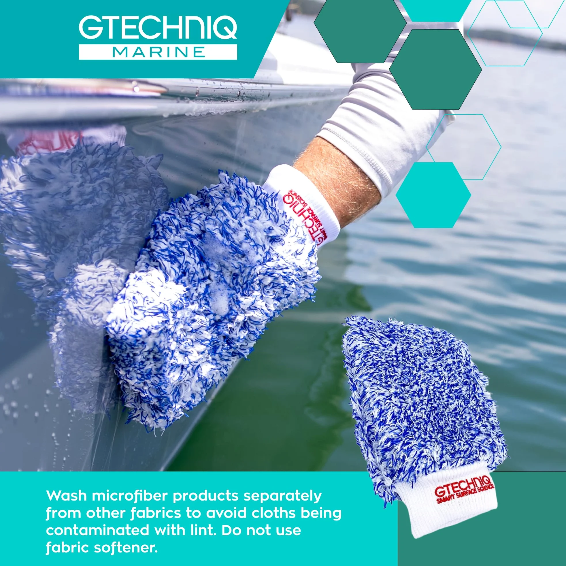 Gtechniq Manopla de Microfibra Cuidado de Superficies Marinas, Unisex Adulto, Azul, Talla única