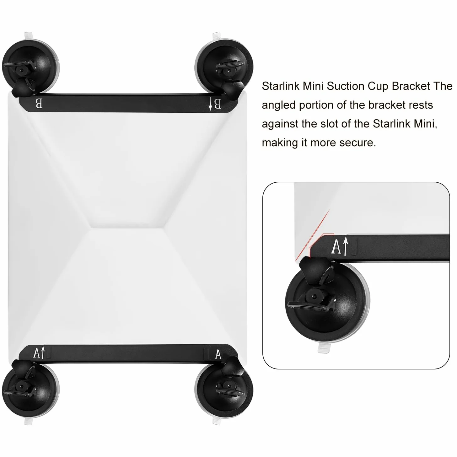 Lyreh Soporte de Ventosa Compatible con Starlink Mini, Soporte para Techo Corredizo para Coche Potente Kit de Montaje con Ventosas para Coche Kit de Montaje para Ventanas y Techos Corredizos