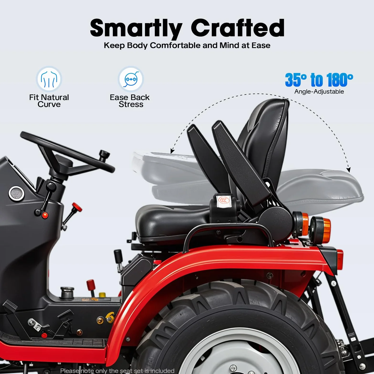 Asiento universal para carretilla elevadora, asiento de tractor, respaldo ajustable, PVC, cuero, asiento del conductor para vehículos como UTVs, ATVs, carritos de golf, carretillas elevadoras