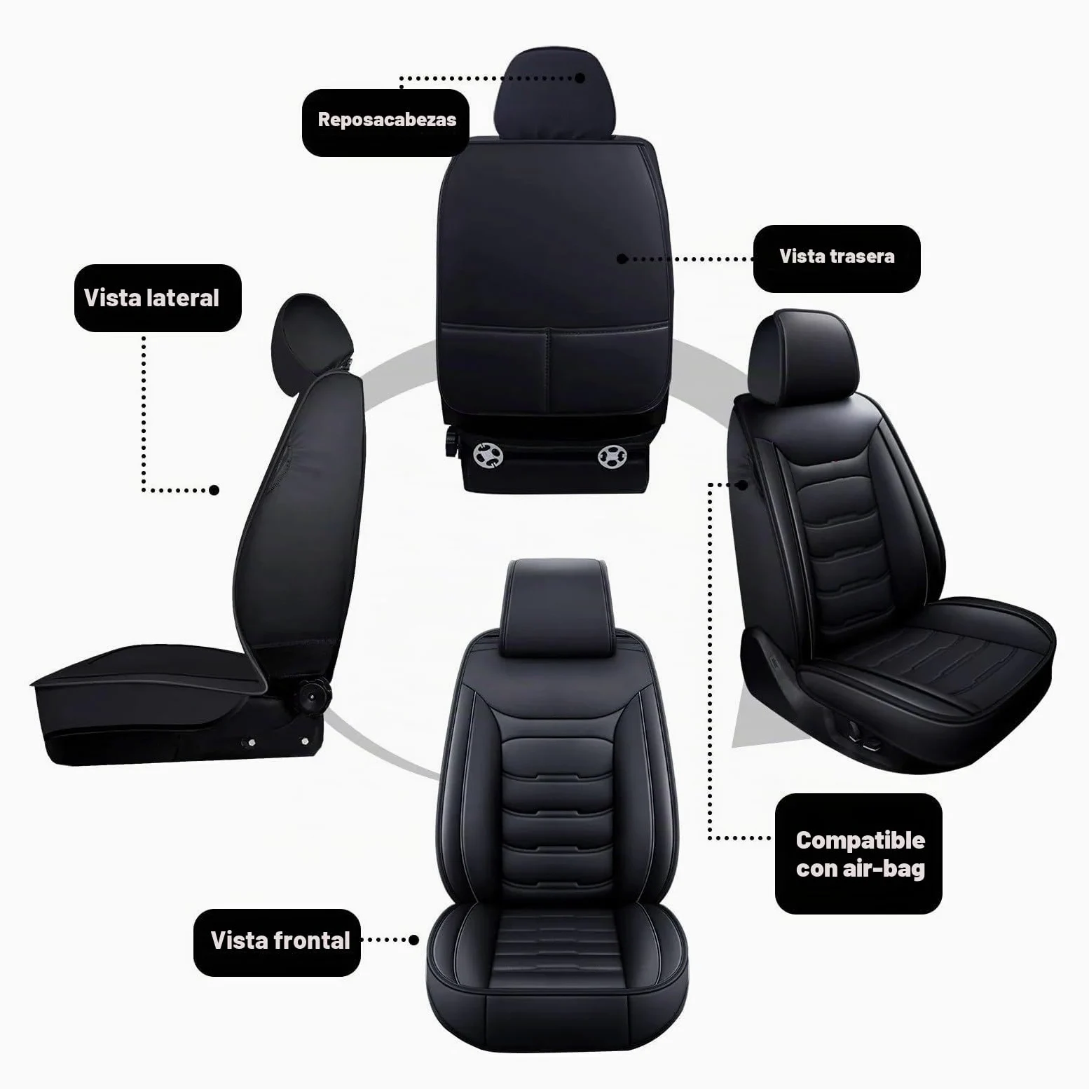 SePkus Funda Asientos Coche para Audi A4 (B6/B7) Avant Cubierta de Asiento,Juego Completo de Protectores de Asiento de Coche de Cuero,Fundas para Asientos Delanteros y Traseros de Coche