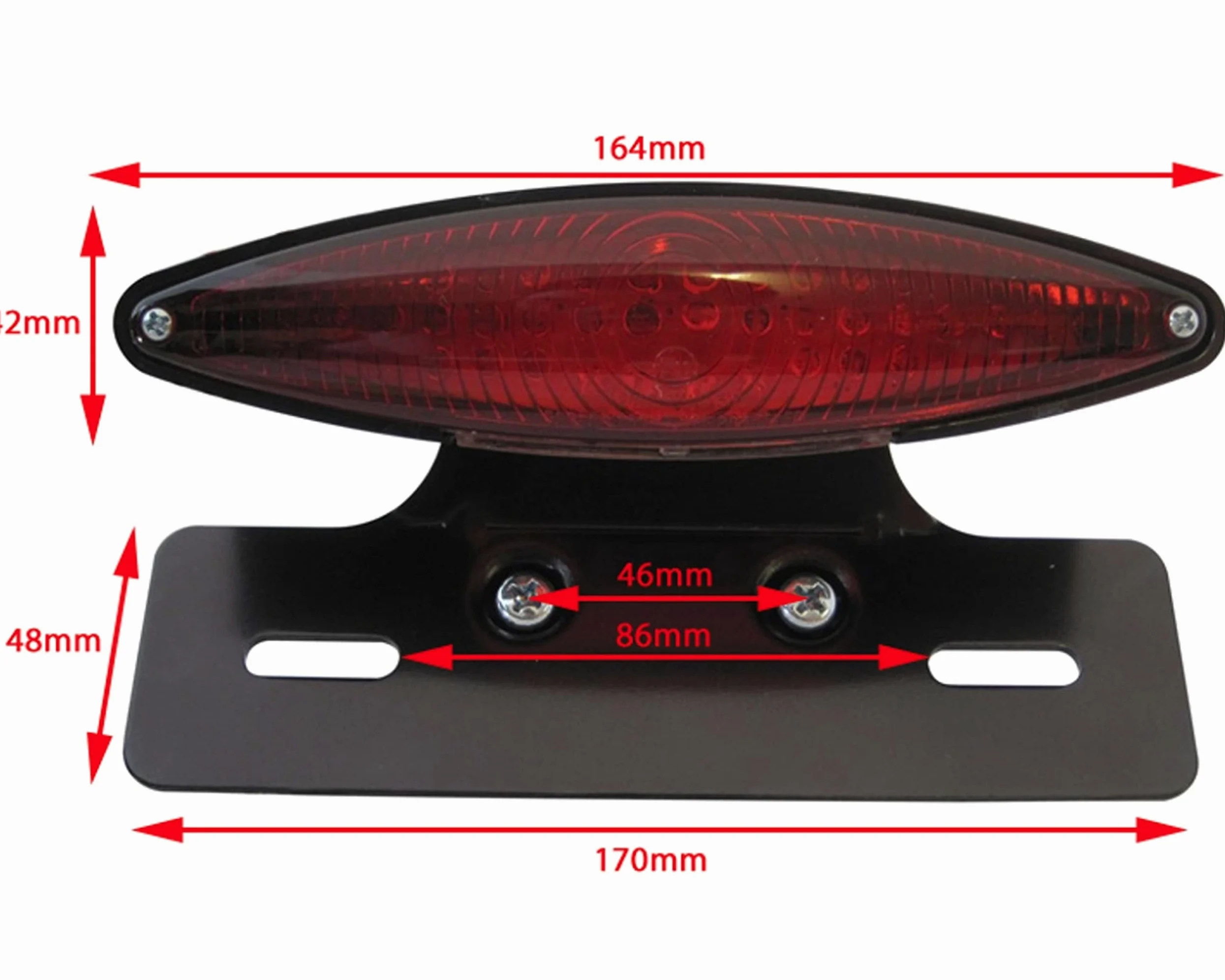 Alchemy Parts Moto LED Luz Trasera con Luces de Matrícula Rojo Lente Negro Soporte