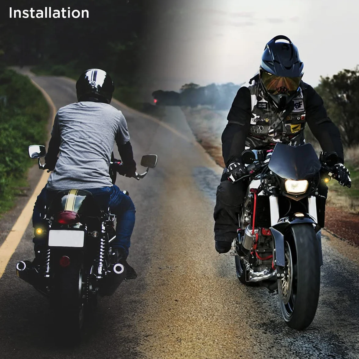evermotor Intermitentes de moto homologados, universales 12V, 4 piezas, E24, luces de dirección LED para mini motocicletas, indicadores de giro, de zinc fundido, IP67 impermeables