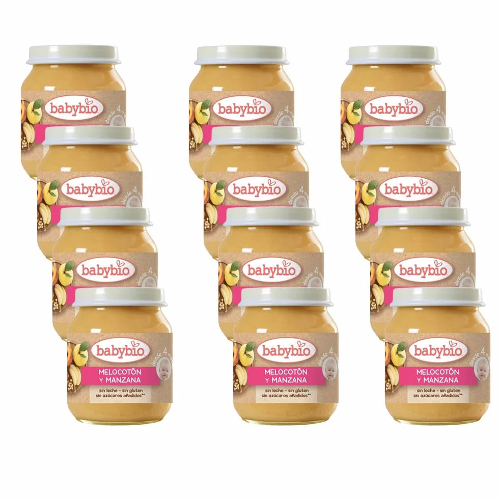 Babybio Potito De Fruta Bio Melocoton-Manzana 130G Desde 4 Meses