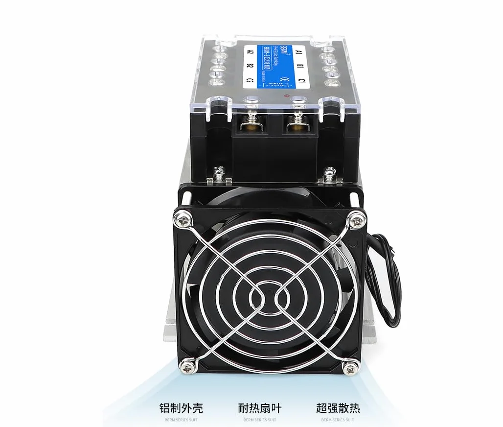 Relé de estado sólido trifásico Industrial Control CC Módulo AC con disipador de calor para entrada de 3-32 V y salida de 24-480 V hasta 100 A (80 A)