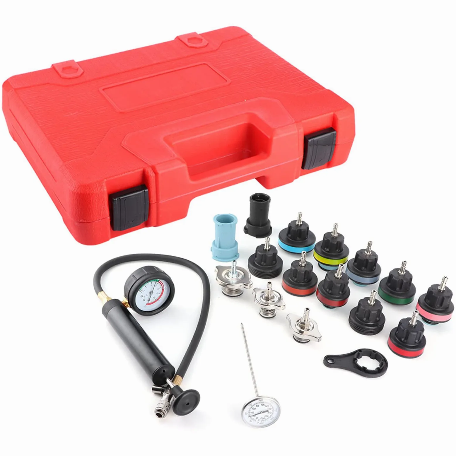 Kit de Herramientas para Comprobar Fugas de presión del radiador, Detector de Fugas de Agua del Sistema de refrigeración automotriz