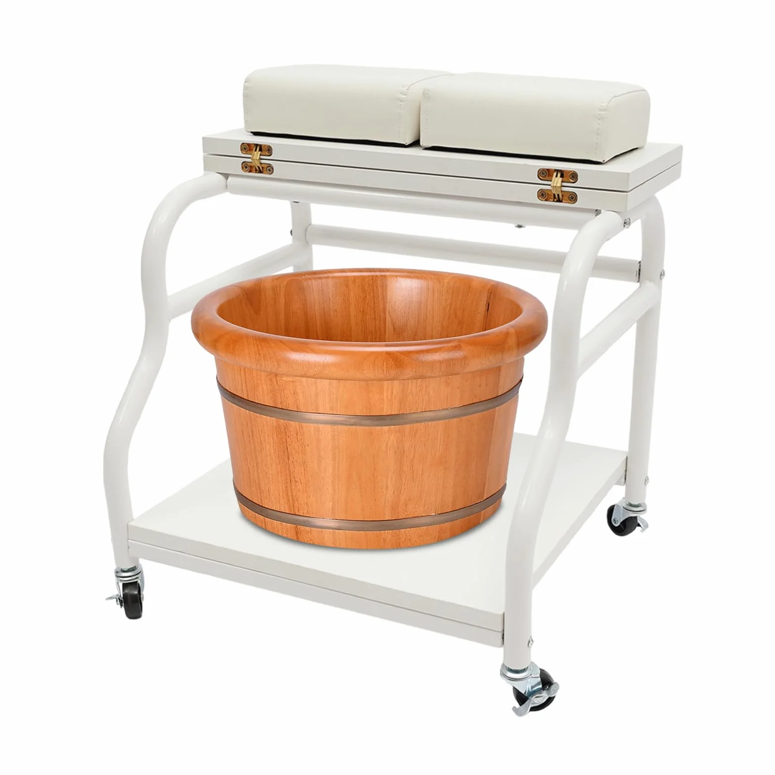 Carrito para baño de pies con 4 ruedas universales, tapa plegable, pedicura accesorio salón