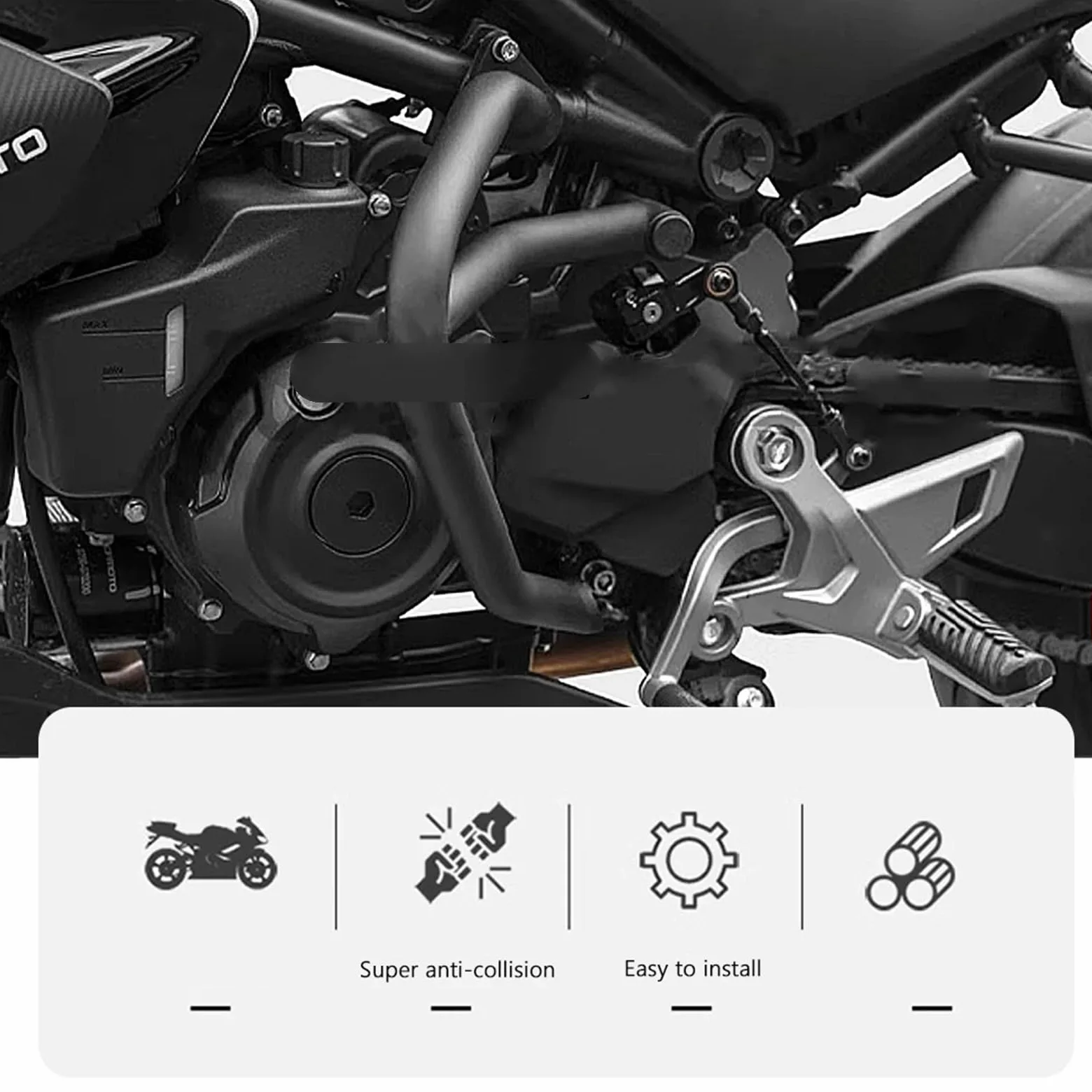 Compatible con barras de jaula deportivas CFMOTO 450SR | Se adapta a 2022-2023. Juego de aros laterales aptos for el carenado.