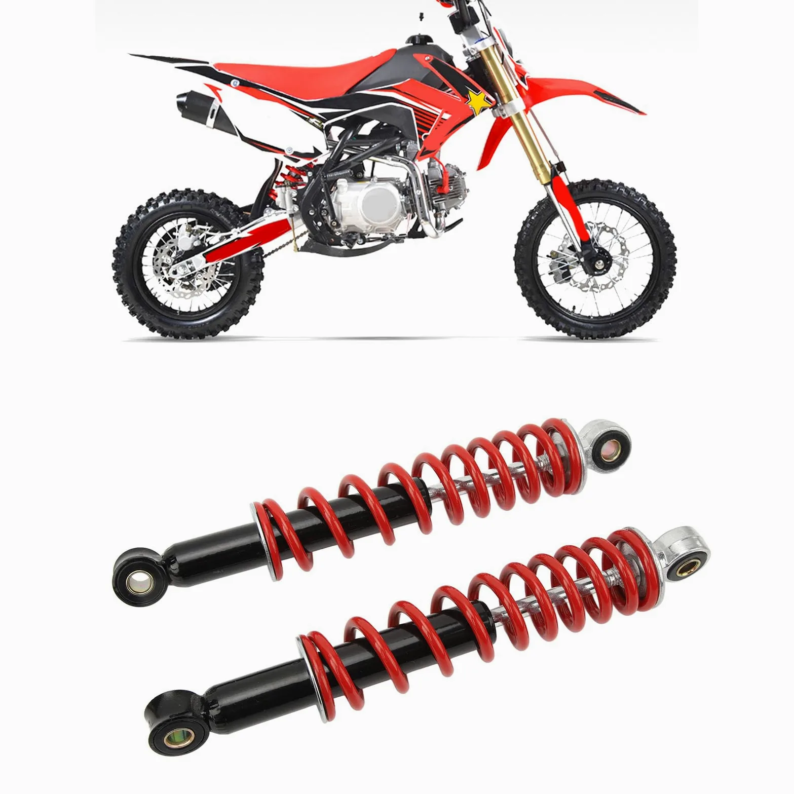 Amortiguador de Motocicleta 270mm 10mm Agujero Suspensión de Amortiguación para Dirt Pit Bike ATV Go Kart 50cc-125cc