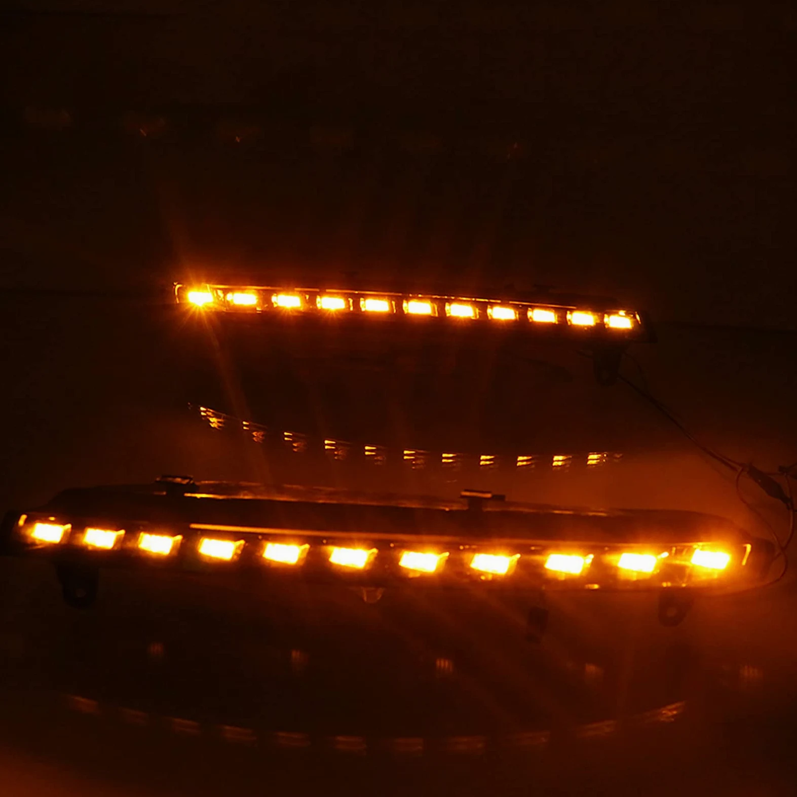 Luces de Circulación Diurna LED DRL para Coche 1 Par de Luces de Circulación Diurna para Coche, Señal de Giro, Luz Antiniebla LED DRL de 2 Colores para Q7 06-09