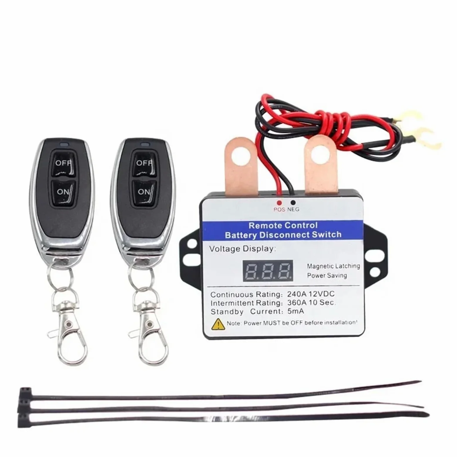 Interruptor de corte de la batería Interruptor de corte de energía automático de 12 V y 240 A, control remoto, interruptor de apagado, interruptor de desconexión de batería for automóvil, camión, barc