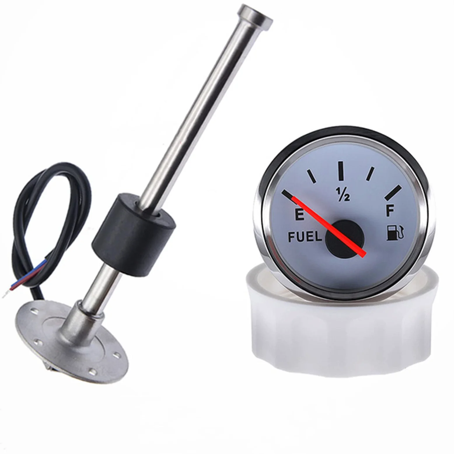 KAOLALI Sensor de Nivel de Combustible con Indicador de Combustible, Sensor de Nivel de Agua, Apto para Medidor de Combustible 0-190 ohmios 800 mm para Barcos Furgoneta