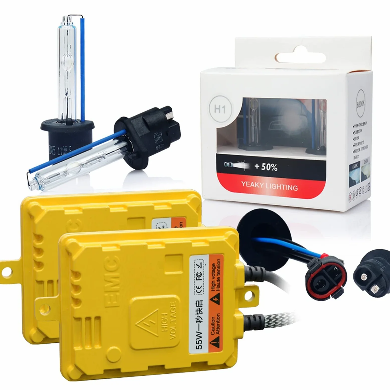 Faros LED Xenon Light Kit HID Xenon Light Auto Bulb Coche HID Headlamp H1 H3 H7 H1 H9 9005/ HB3 9006 / HB4 9012 / HIR2 Bulbo Llevado (Color Temperature : 4500 K, Socket Type : H7)