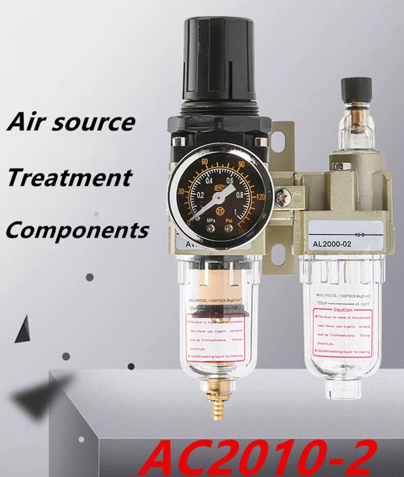 AC2010-02 Bomba de Aire de Suministro de Drenaje Manual Compresor Filtro de Aceite Regulador Separador de Agua neumático(AC2010-02)