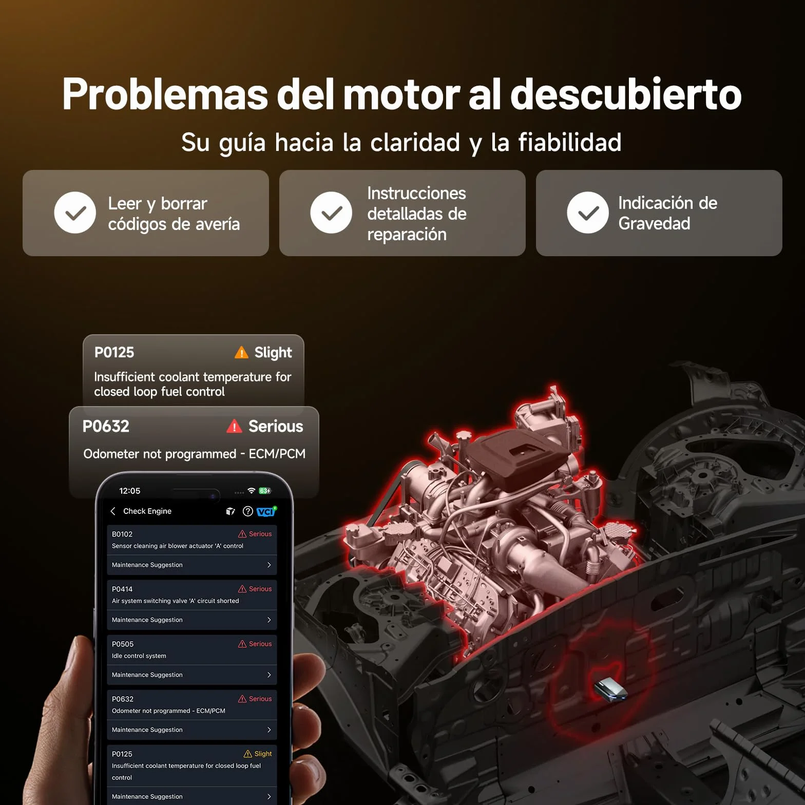 TOPDON Carpal-A OBD2 Diagnosis, Bluetooth Diagnosis Coche Multimarca,Diagnóstico de Todos los Sistemas, 6 Servicios Reset, AutoVIN, Smog Check, Guía de Reparación, Inspección del Motor
