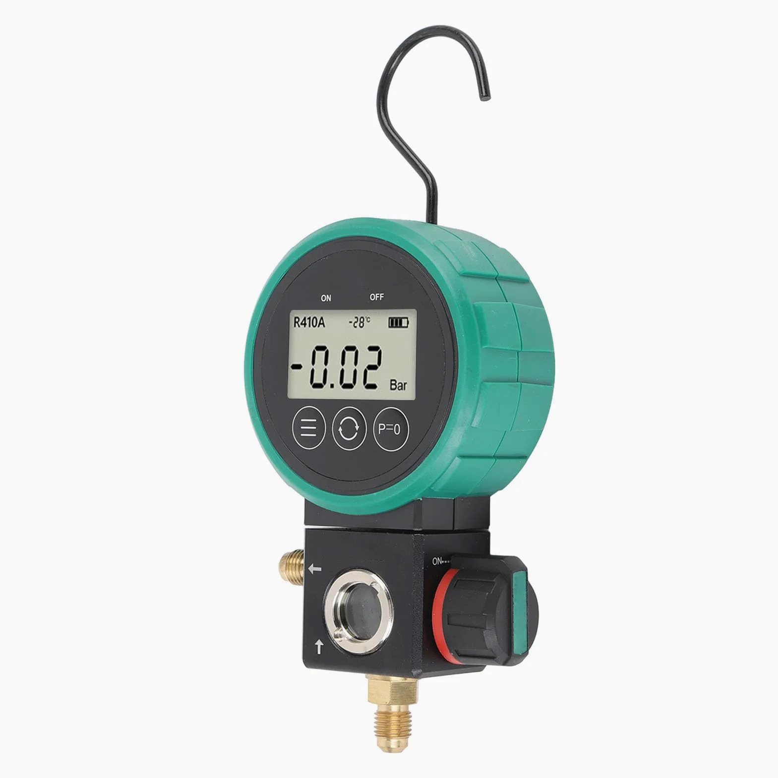 Manómetro digital HVAC, sensor de alta precisión, medidor de vacío con manguera y adaptador, apagado automático, alarma de sobrepresión para refrigerante R22, R32, R410A