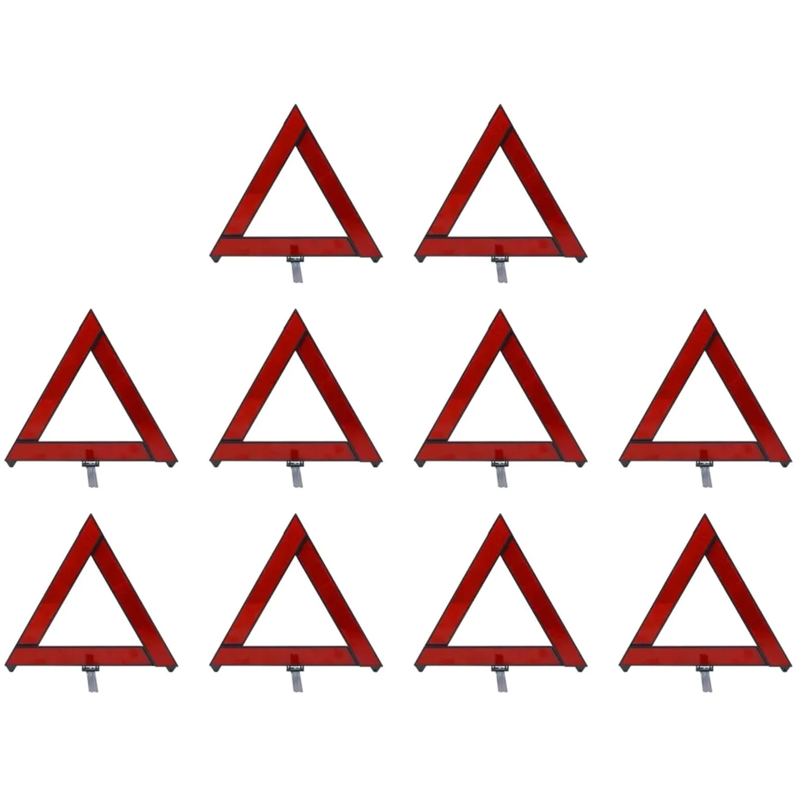 Triángulo de señalización Trípode amonestador Reflectante Rojo de avería Emergencia, posición Plegable del triángulo Advertencia Seguridad Vial Coche(10PCS)
