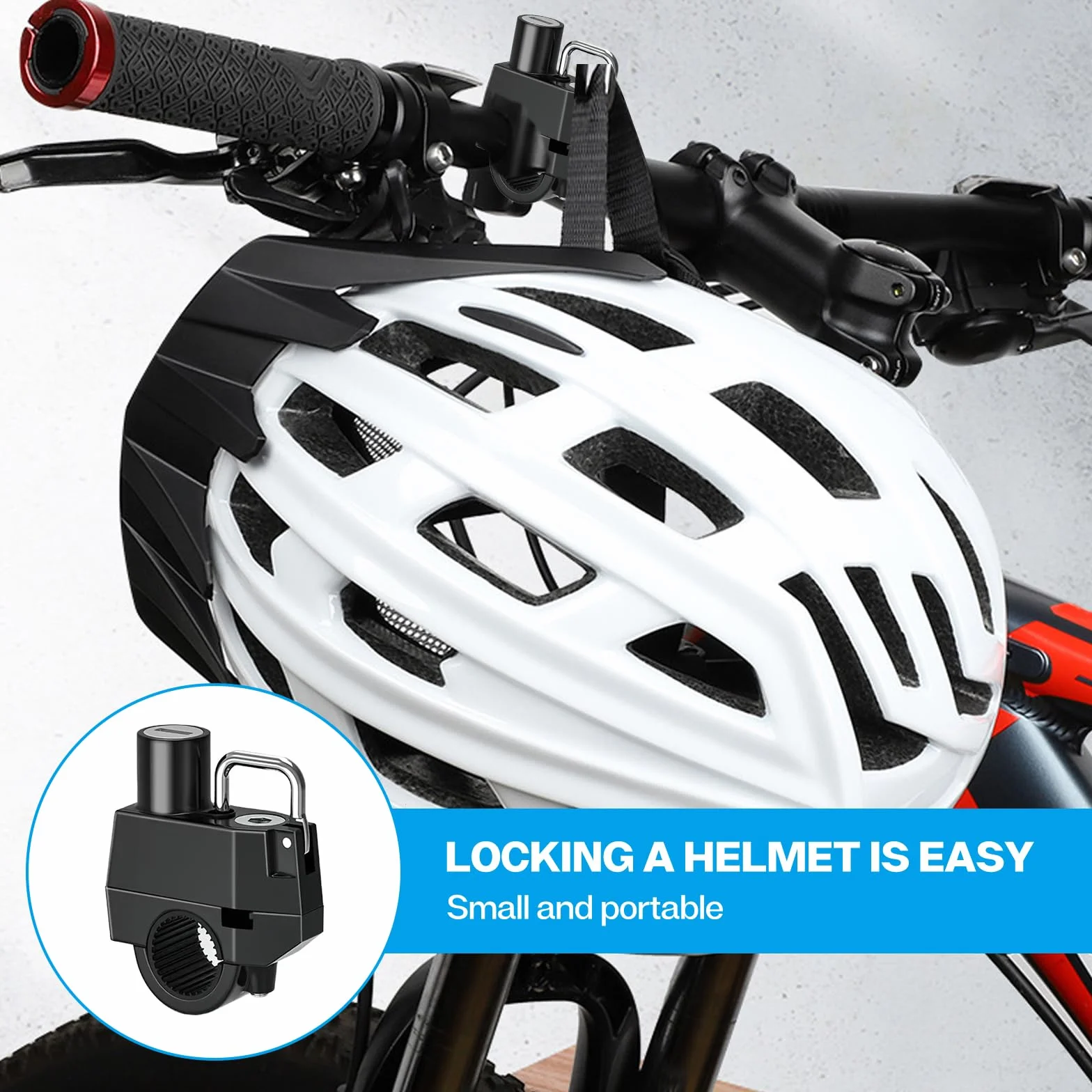 Candado para Casco de Moto: YIDM 2 Pcs Bloqueo de Casco, Universal Candado Casco Moto con 2 Llaves, Candado para Casco de Moto, Cerradura Casco para Tubo de Manillar de 22-28 mm (Negro)