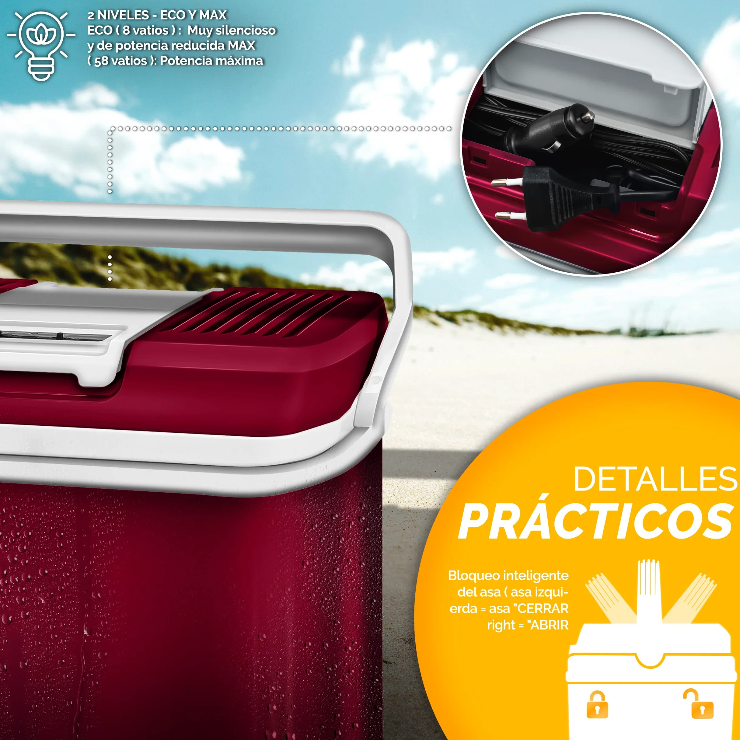 tillvex Nevera portátil eléctrica de 24 litros | Mini Nevera portátil de 230 V y 12 V para vehículos Coches Camping | Enfría y calienta | Modo ecológico