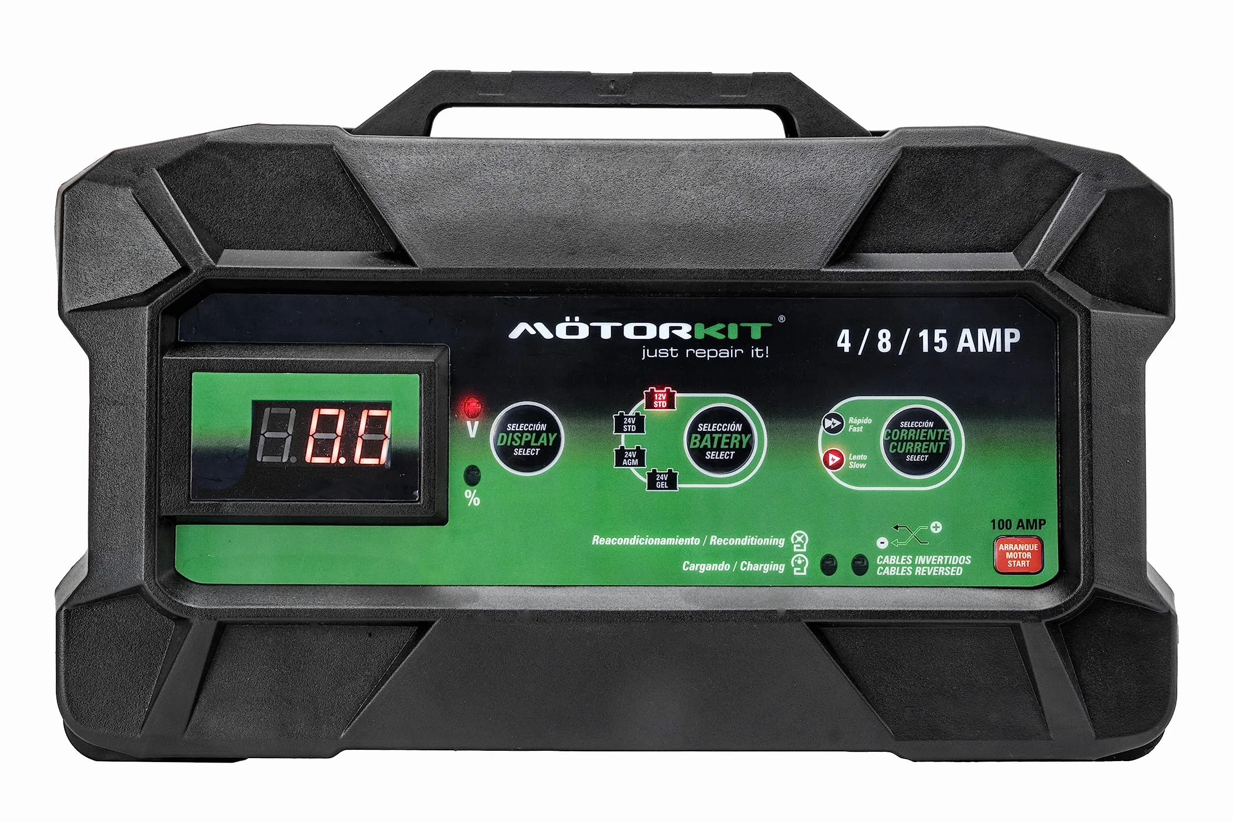 Motorkit Cargador Bateria 12/24V 4-15A
