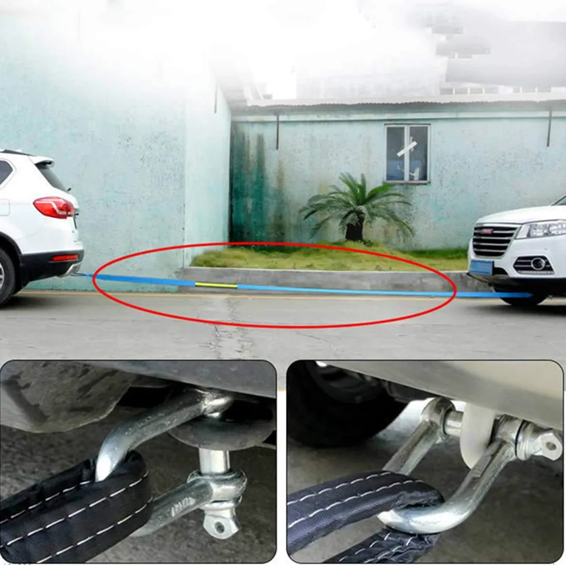 Cuerda de remolque, correa de remolque resistente de 4 x 4, correa de remolque de nailon para coche, SUV, vehículo agrícola, incluye 2 ganchos de seguridad y bolsa de almacenamiento, capacidad de 8