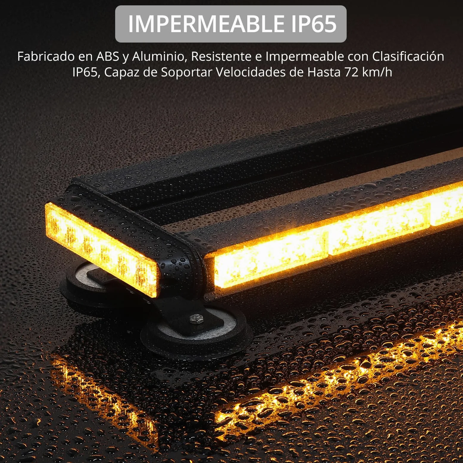 Justech 84LED Luz Estroboscópica Coche,84W Barra Luz de Emergencia,27 Modos Flash,IP65 Impermeable,Base Magnética,12 V/24 V Luces de Advertencia Ámbar con 5M Cable para Coche Camión Remolque