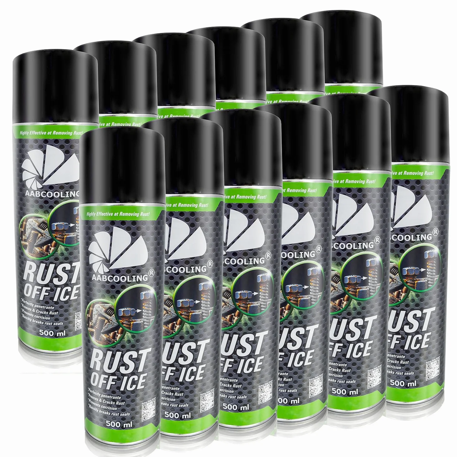 AABCOOLING 12x Rust Off Ice 500ml – Convertidor de Óxido, Protección Antioxidante y Desbloqueante, Congela y penetra, Evita la Formación de Corrosión y Libera Las Piezas, para Coche, Moto, Bricolaje