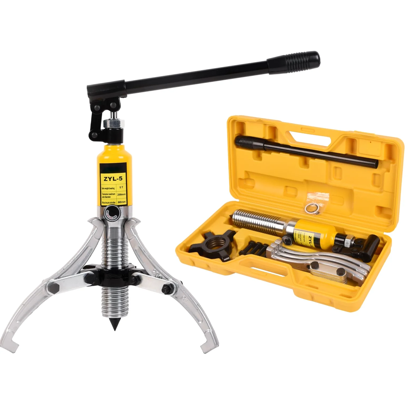 Extractor de engranajes hidráulicos de mandíbula de 8 pulgadas, capacidad máxima de 5 toneladas, separador de buje de rodamiento ajustable de 2 o 3 mandíbulas, vertical y horizontalmente,