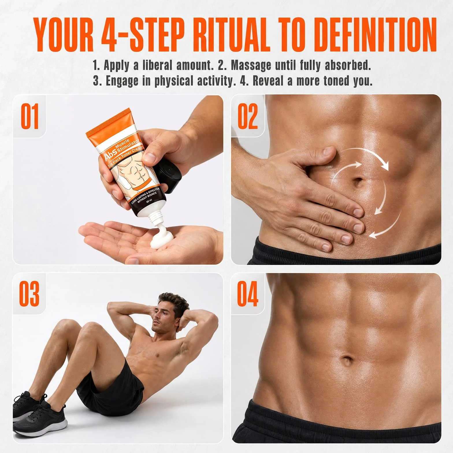 Crema Abdominal 2 Piezas, Crema De Masaje Con Efecto Calor, Gel Corporal Para Fitness Y Entrenamiento