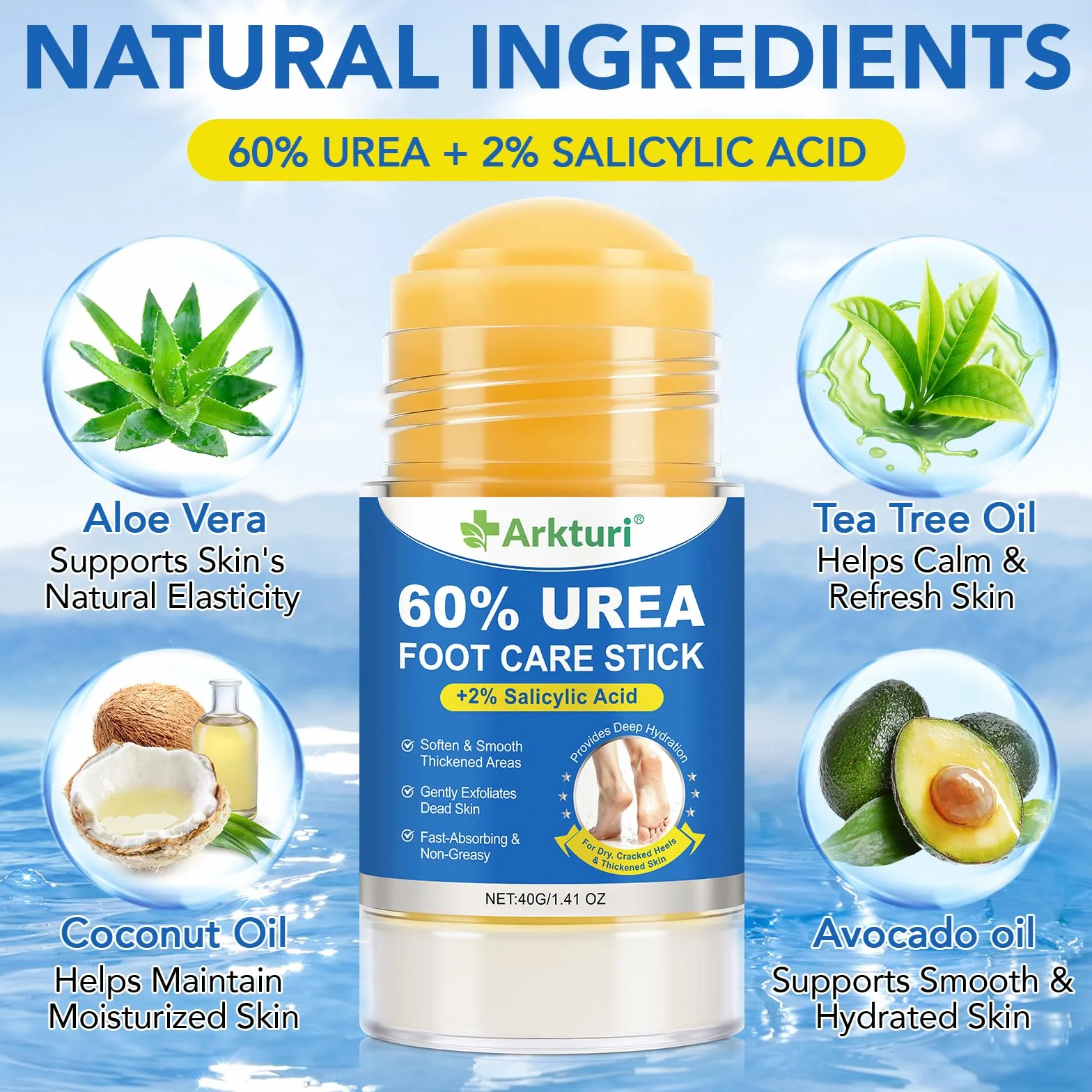 Crema de Urea para Pies 80g 60% Reparador Intensivo para Talones Agrietados