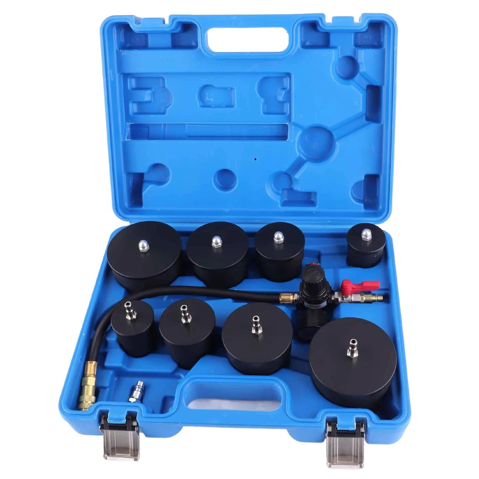 Kit de prueba de fugas de turbo de 9 piezas, probador de fugas de turbocompresor con manómetro, kit de prueba de fugas de presión de aire de 0 6 bar para la mayoría de vehículos