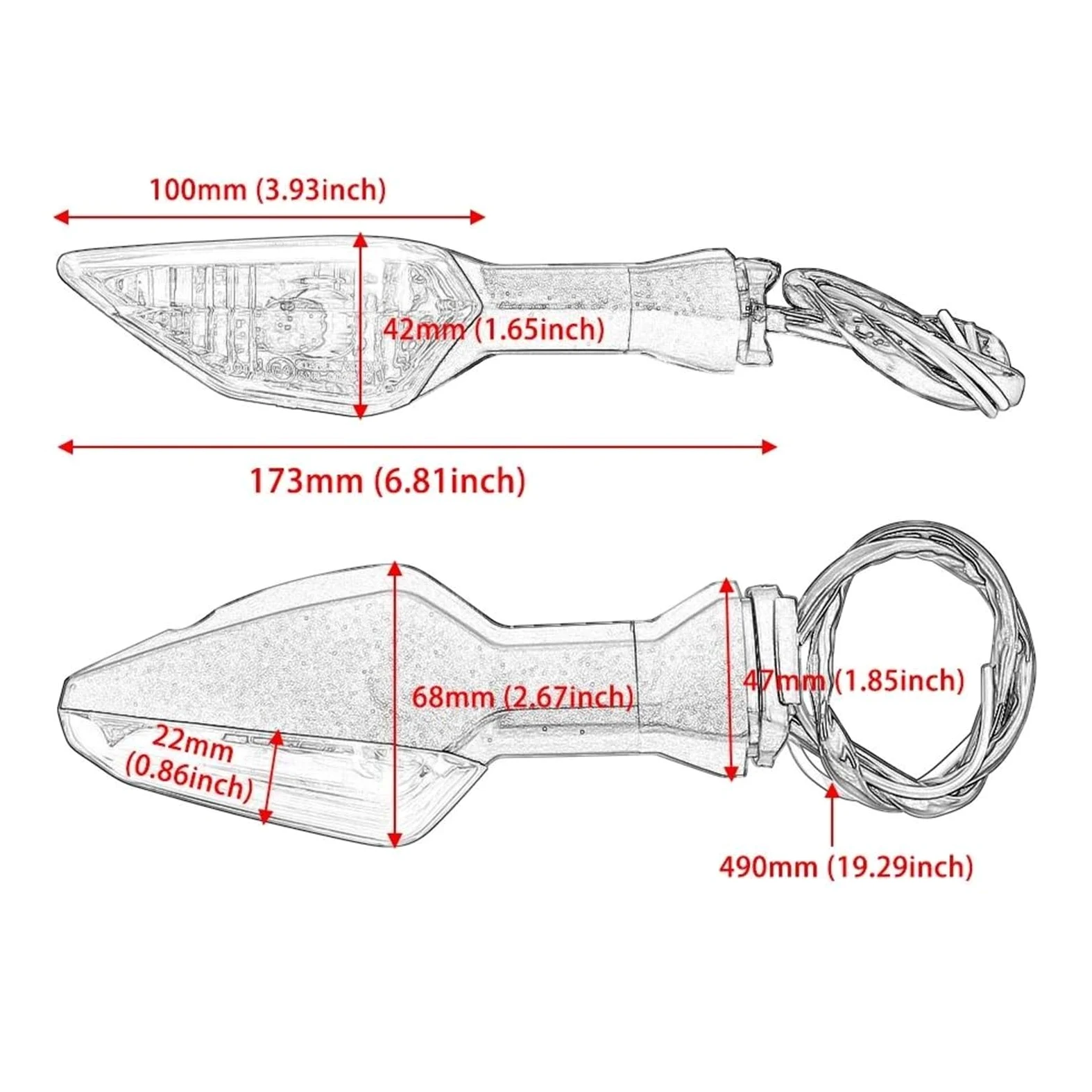 Luces De Señalización Para Motocicletas Para N-ja 250 300 400 650 1000 ZX-6R ZX-10R Z250SL Z1000SX Intermitentes Moto(Clear)