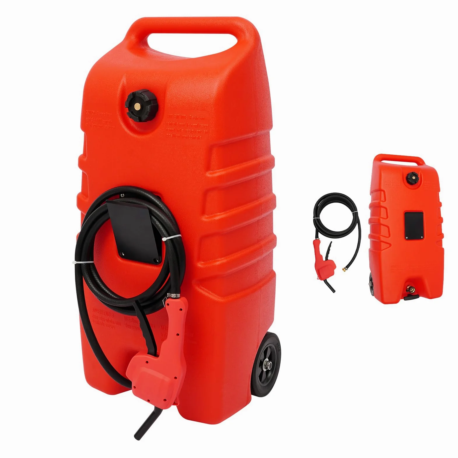 Carro de combustible de 53 l, depósito de combustible móvil, tipo rollo, depósito de combustible con manguera y pistola de combustible, depósito de gasolina, para coches, cortacésped, motores