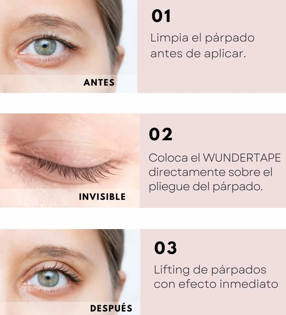 WUNDERTAPE L 144 szt. Double Eyelid Tape Stickers - Cinta Adhesiva Lifting Invisible para Párpados Caídos