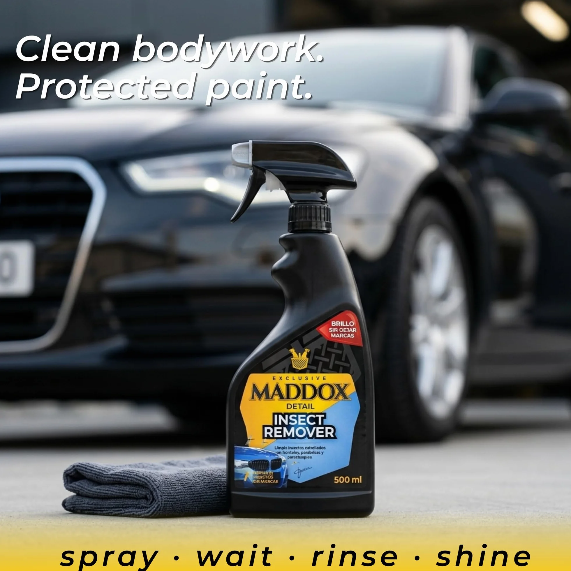 Maddox Detail - Quitainsectos Coche | Elimina Mosquitos e Insectos Incrustados sin Frotar | Limpia Mosquitos Coche y Manchas en Faros, Parabrisas y Parachoques | Insect Remover 500 ml