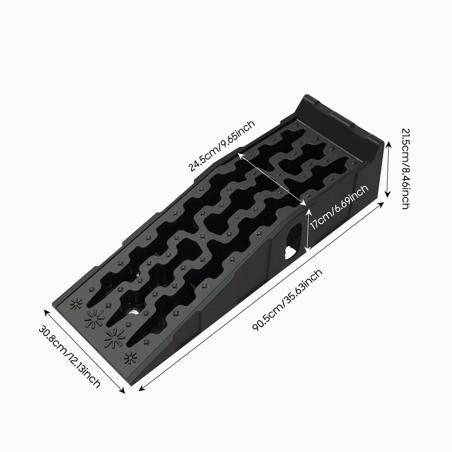 1 par de rampas para coche, plástico, rampa para bordillos, rampa de carga pesada (anchura de trabajo: 245 mm, capacidad de carga por elevador: 7,25 toneladas/16000 libras)