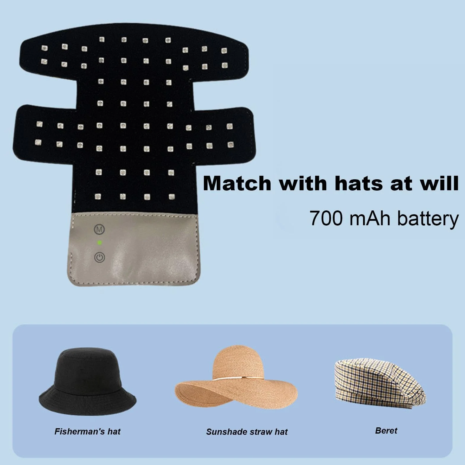 Gorra LED infrarrojo para crecimiento del cabello, dispositivo antialopecia recargable