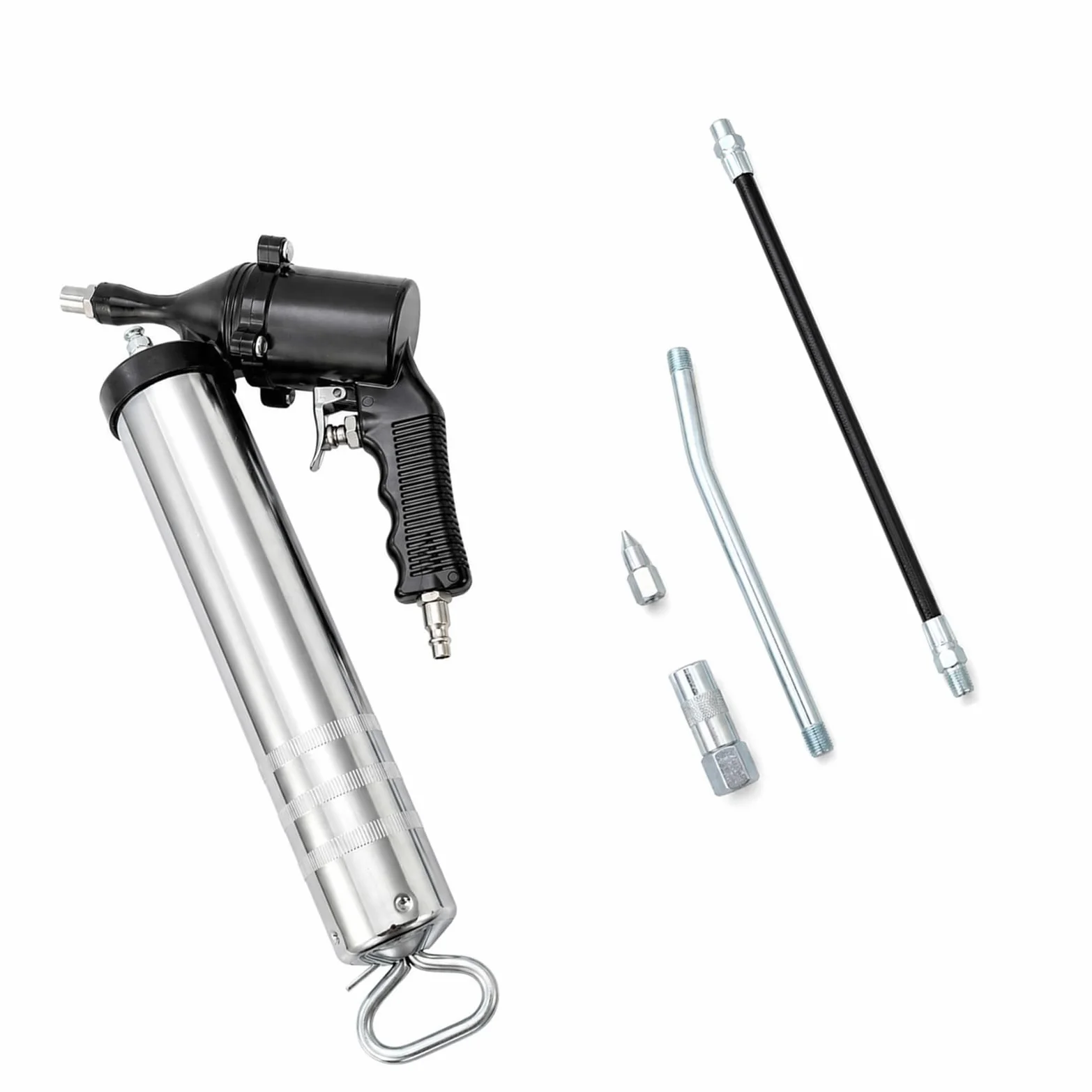 Juego de pistolas engrasadoras manuales Leverage Designs para operaciones sin esfuerzo con sola mano en tareas de lubricación de frecuencia Pistolas engrasadoras con agarre y manguera
