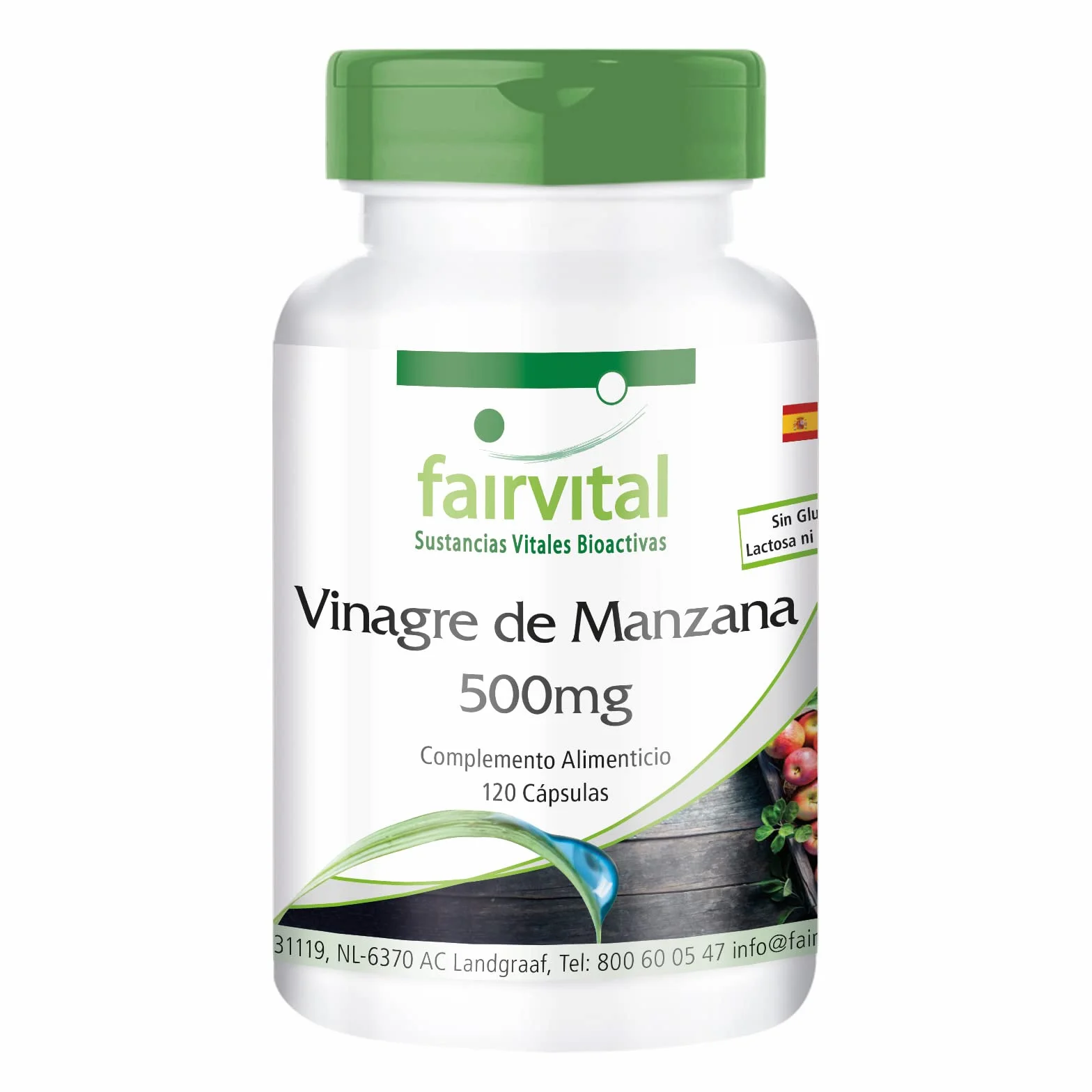 Cápsulas de vinagre de manzana, 120 cápsulas, 500mg, veganas, alta dosis